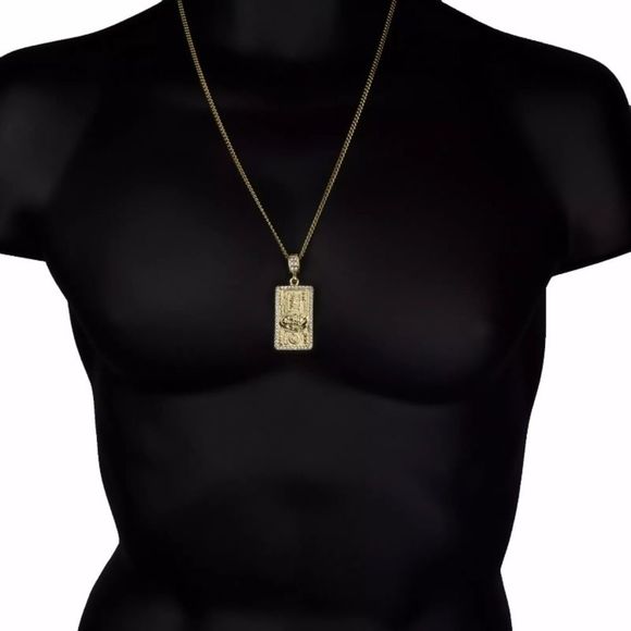 $100 Bill Gold Money Diamond Cut Pendant Chain NEW - Picture 2 of 3